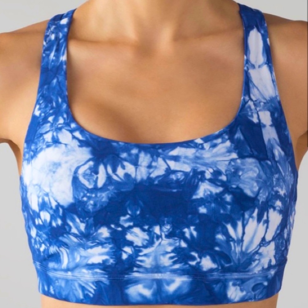 Lululemon Energy Bra Shibori Dye Varsity Blue & White